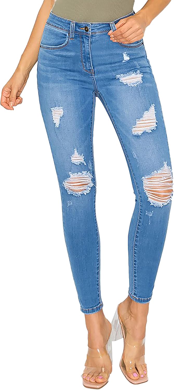 WAX JEAN Women's Butt I Love You Push-Up Destructed Modal Basic Skinny Jeans - Image 2