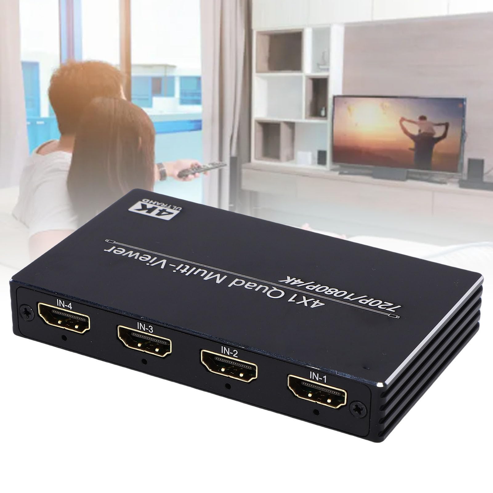 Asixxsix Switchs Multiviewer HDMI, Commutatore Multiviewer a Schermo Quadruplo 4 in 1 Uscita Senza Interruzioni con Telecomando, Commutazione Senza Interruzioni, Supporta 4K 30Hz