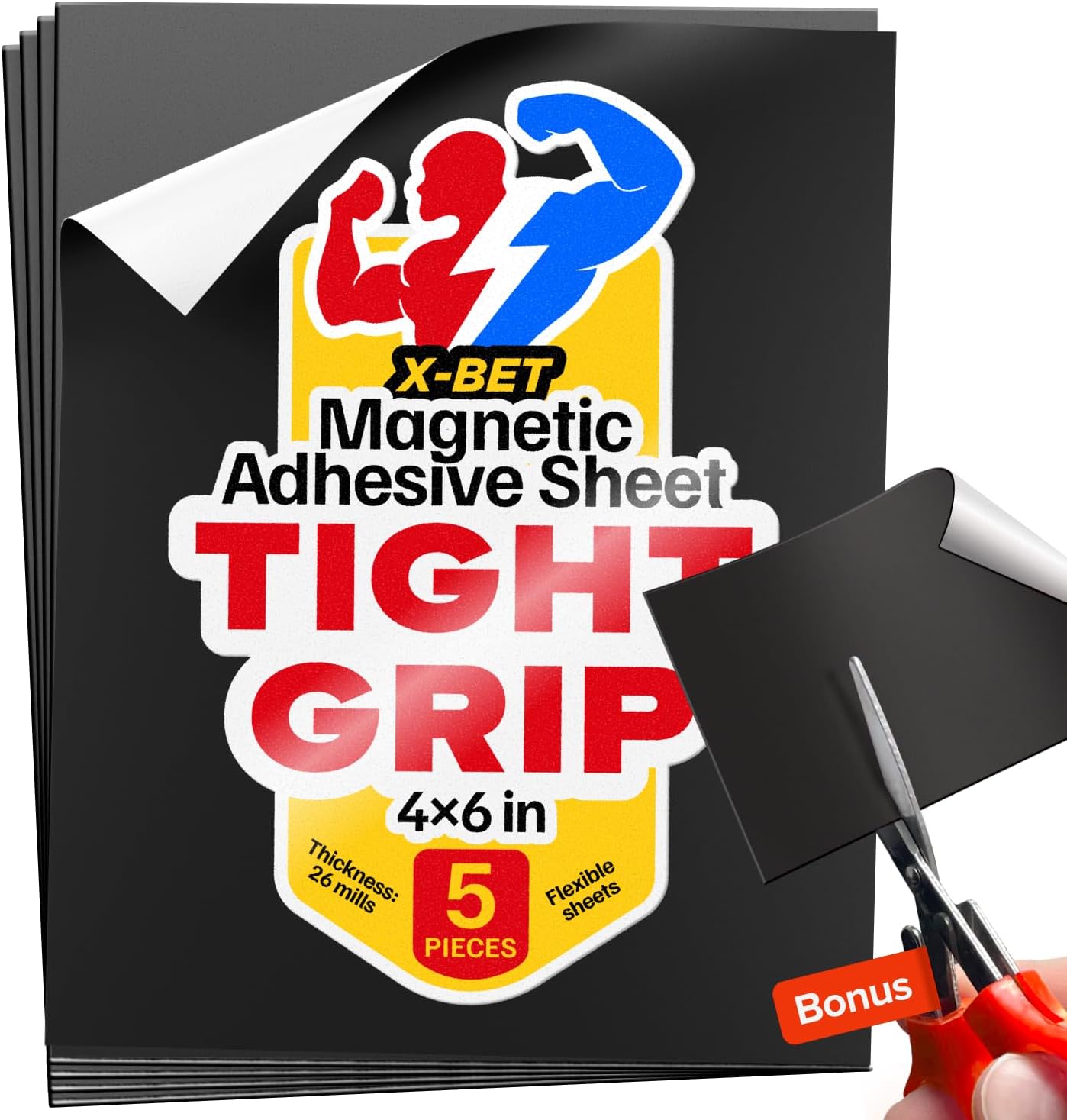 Magnetic Sheets with Adhesive Backing - 5 PCs Each 4" x 6" - Peel and Stick Magnetic Paper for Photo and Picture Magnets - Flexible Magnet Sheets for DIY and Crafts