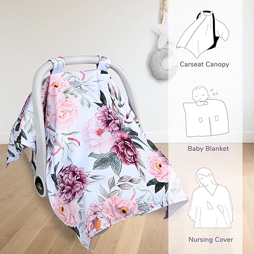 Miniatura 6 de Peekaboo - Funda para asiento de automóvil para bebé, niñas, niños, mamás, lactancia, manta para bebé, color rosa y morado