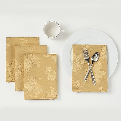Miniatura 8 de Benson Mills - Servilletas de tela de damasco Harvest Legacy para otoño, temporada de cosecha y Acción de Gracias (color ámbar bronce, 18 x 18
