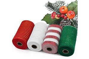 Tul para Arbol de Navidad Malla Metalica Blanca Verde Roja 4 Rollos