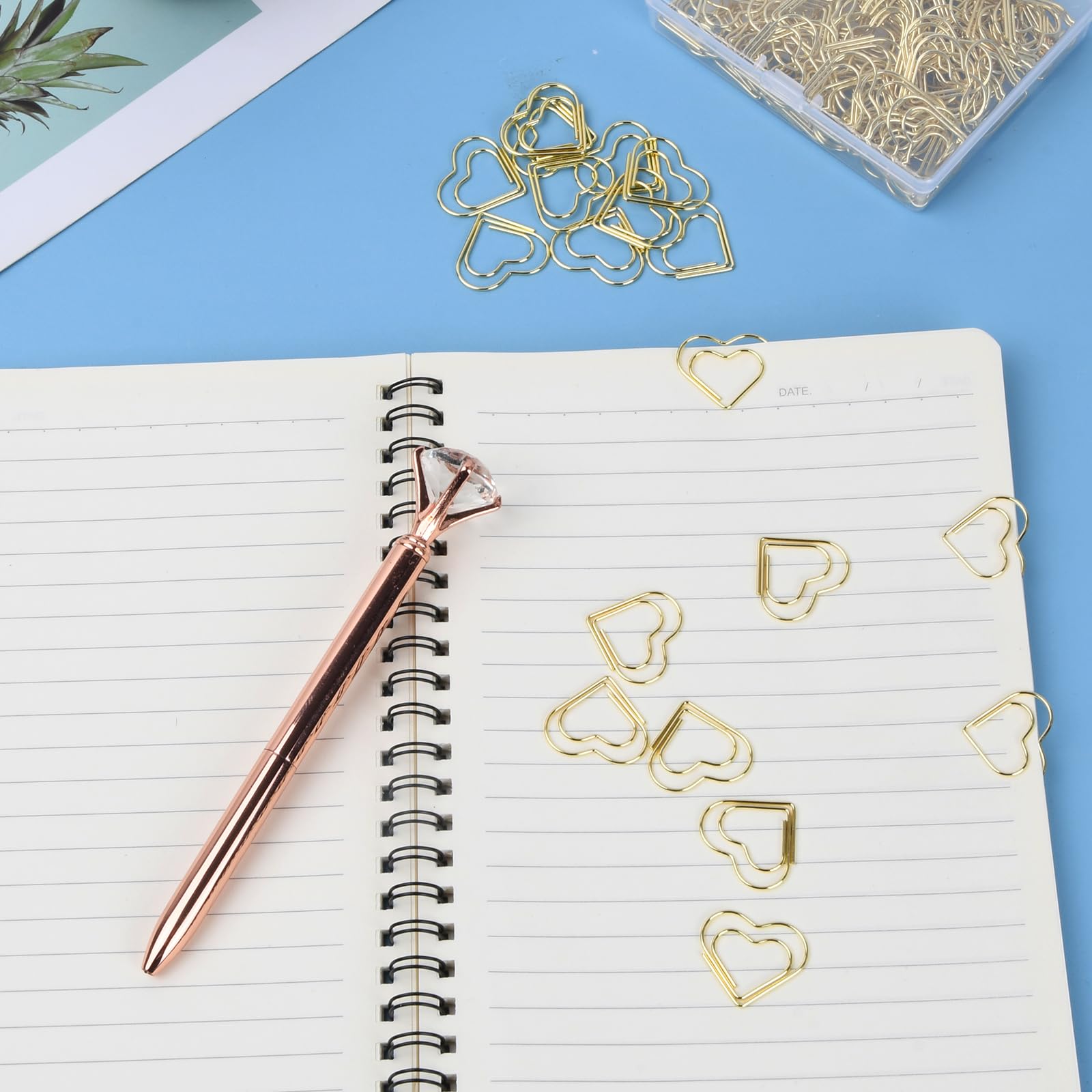 100 Graffette A Cuore In Metallo Dorato - Per Ufficio, Scuola E Regali - Foto 5