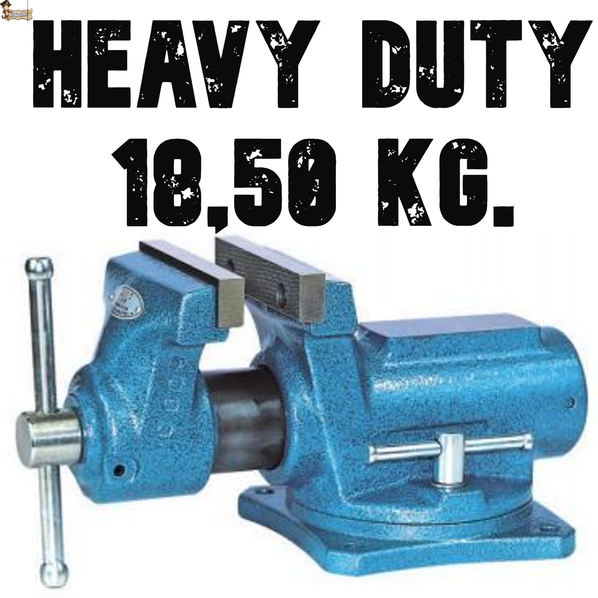 BricoLoco.com Tornillo de banco de trabajo profesional. Torno ajustable de acero 125 mm. con mordazas para mesa de trabajo. Base giratoria. Multiusos. Herrero, mecánico, madera, modelismo. (125 mm.)