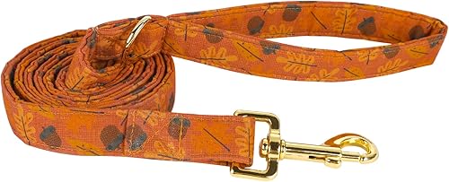 Miniatura 10 de ARING PET Correa de otoño para perro, lindas correas de rugby de hoja de arce a juego, correa de algodón hecha a mano para perros y gatos pequeños,