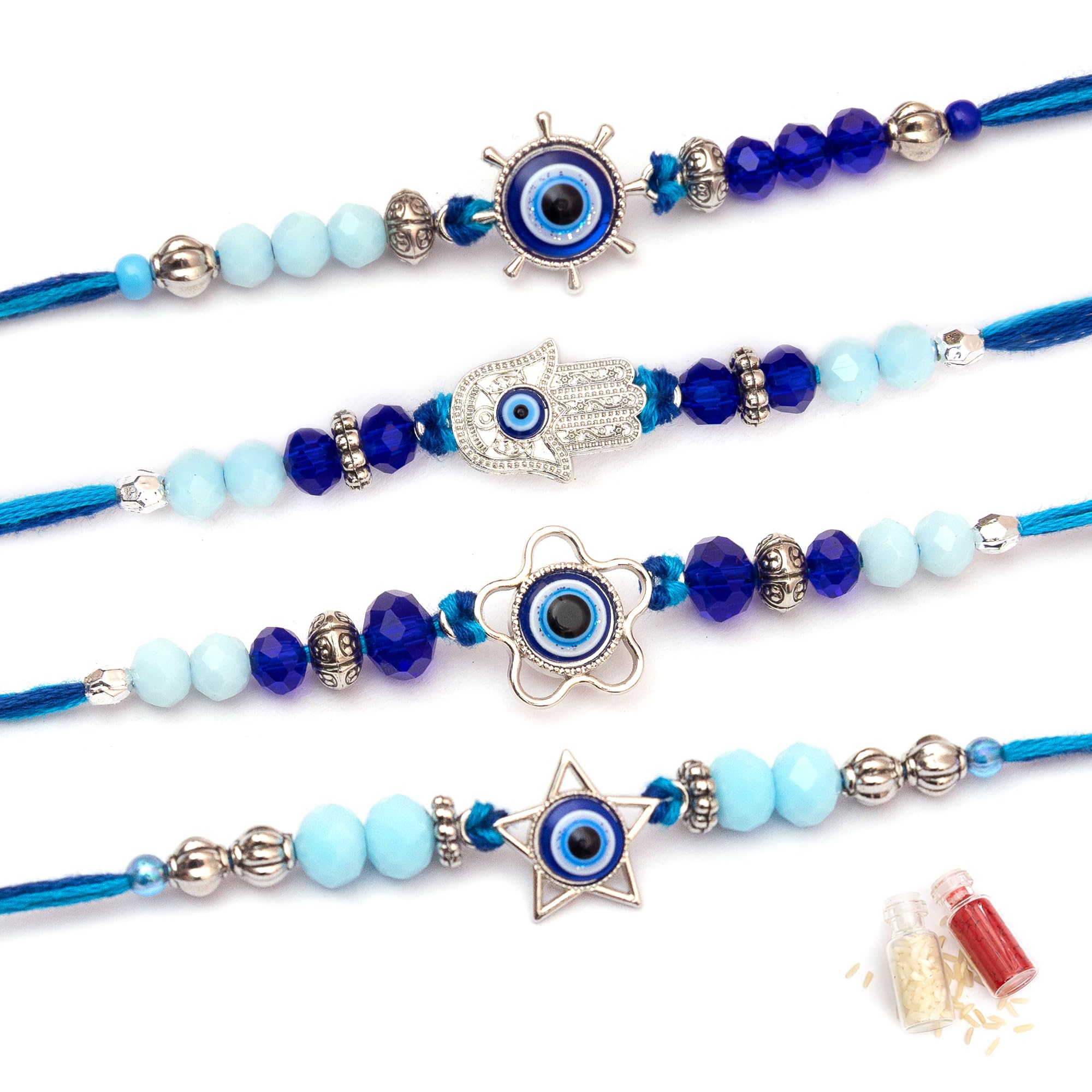 To The Nines Elegant Golden Rakhi/Band for Beloved Brother (Rakhi/Band Combo OF 4)