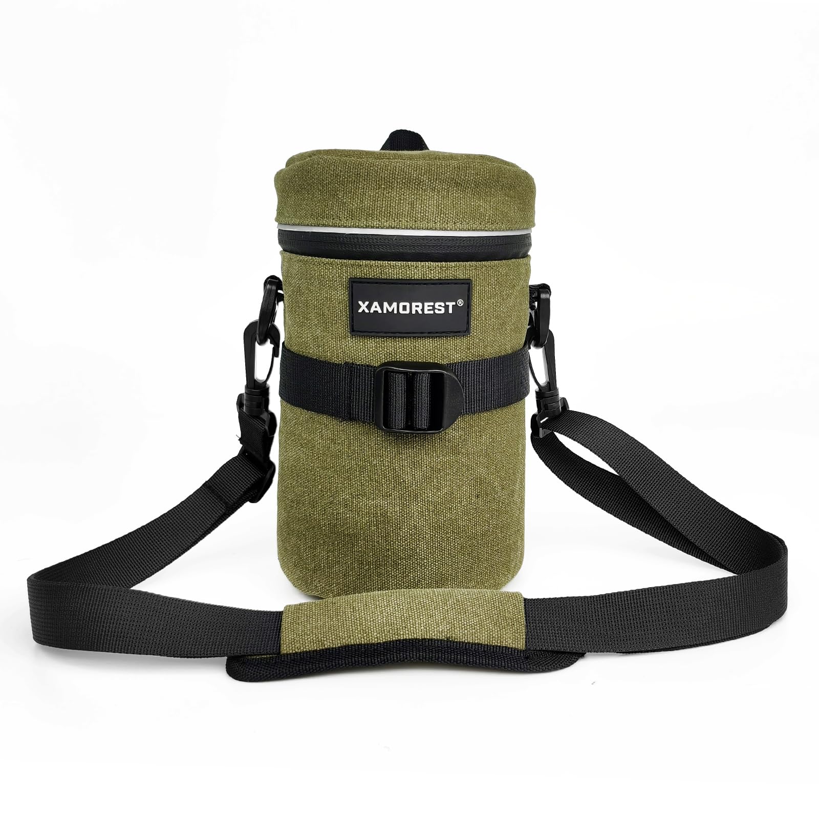 XAMOREST Camera Lens Case Lens Bag Compatible (4.13" x 7.28"(Canvas, Green))