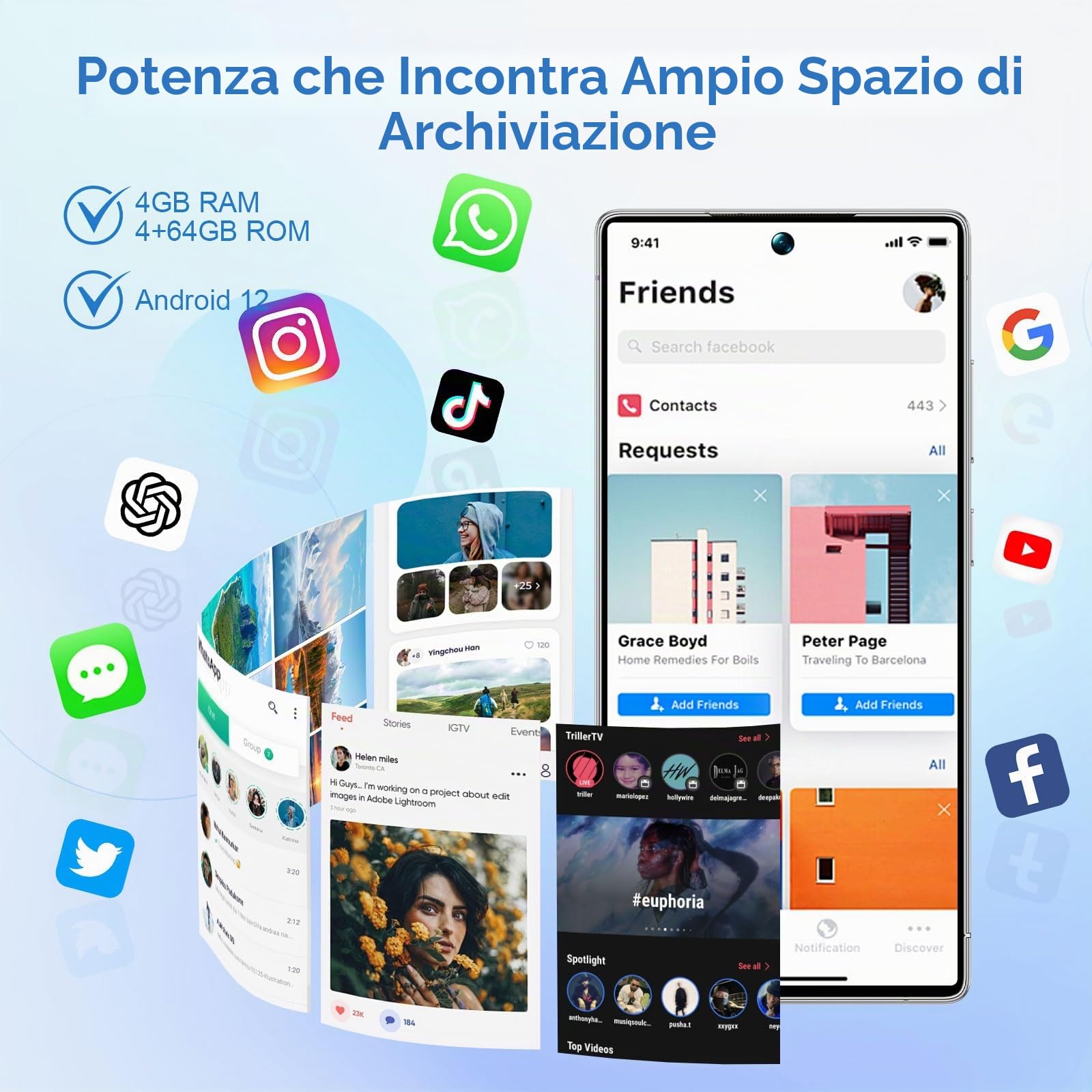 Smartphone HD da 6,8 Pollici con Penna, Telefono Grande Schermo 4G Sbloccato, Riconoscimento facciale/Doppia Scheda SIM/3800 mAh, Telefono Ultra-Sottile Auricolare Bluetooth Incluso