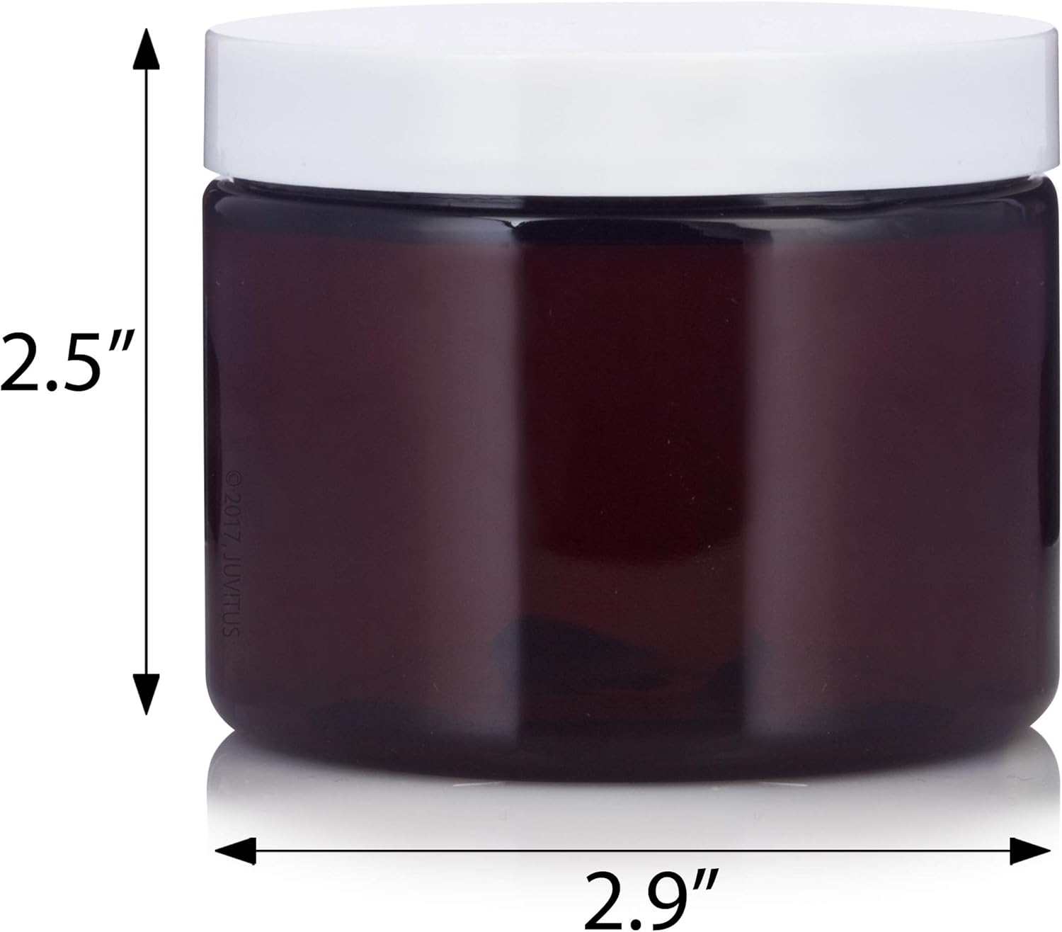(12 pack) 6 oz Amber Plastic Low Profile Jar with White Lid Refillable Storage