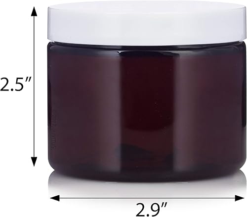 Miniatura 2 de JUVITUS Tarro de plástico PET ámbar de 6 onzas (sin BPA) recargable de perfil bajo (paquete de 6) contenedores de almacenamiento vacíos recargables