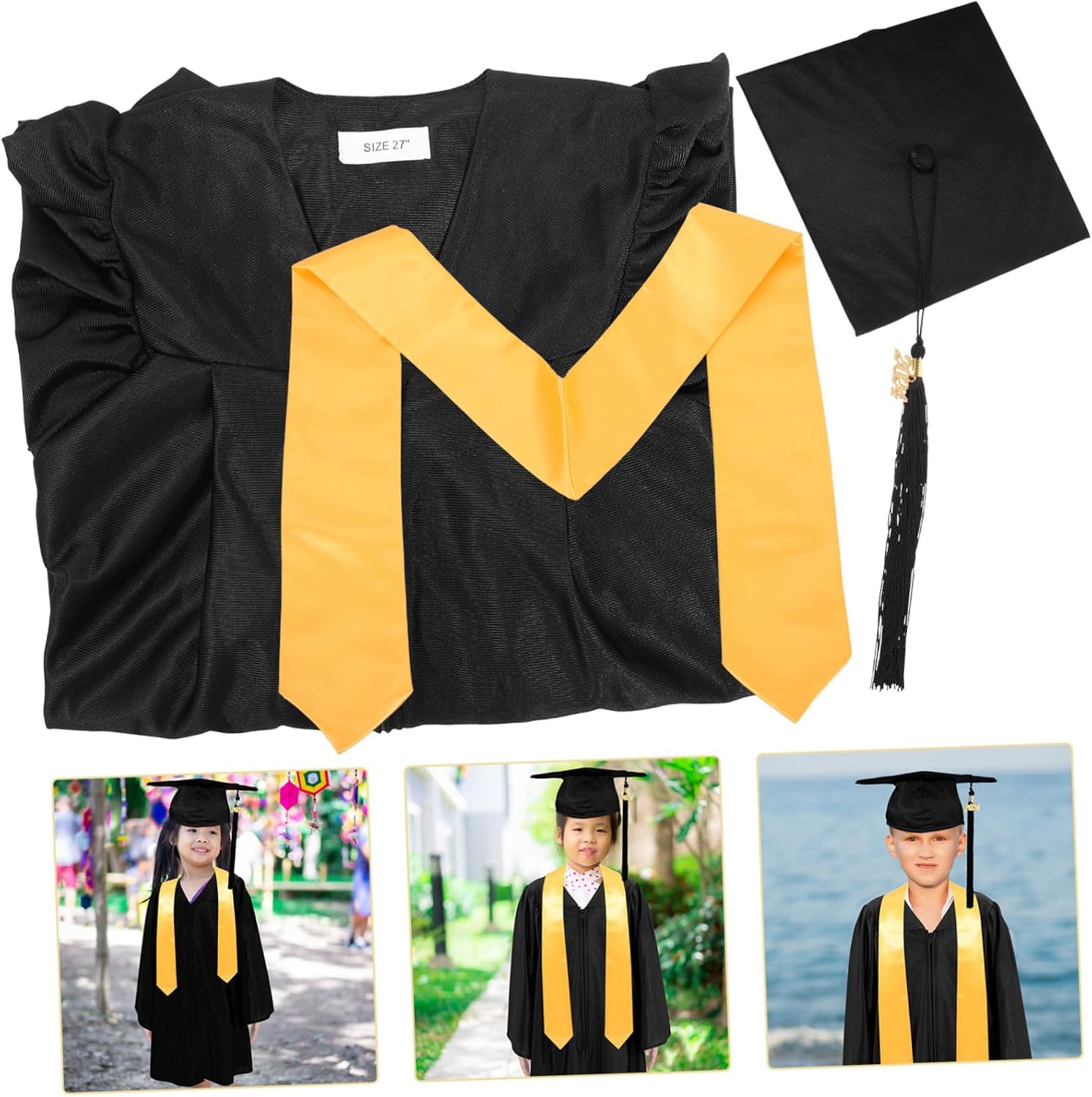 Ipetboom 1set Graduation Gown Tassel and Cap Graduation Robes and Sash for Boys and Girls for Preschool and Kindergarten
