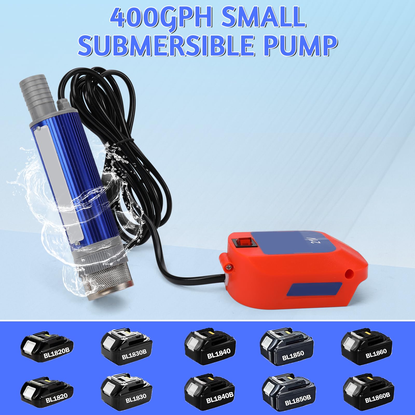 Pompa acqua 38 mm per MAKITA BL 18V batteria, pompa diesel da 21 V per diesel liquido per olio d'acqua, pompa sommersi con mesh filtro, per veicolo, auto, barca marina, roulotte