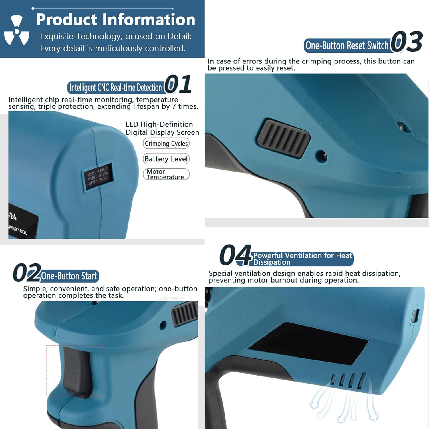 Electric Hydraulic Hole Puncher Hydraulic Metal Hole Punch Machine Cordless Hydraulic Hole Punch for Punch Holes in Steel Iron and Aluminum Plate with 6 Molds