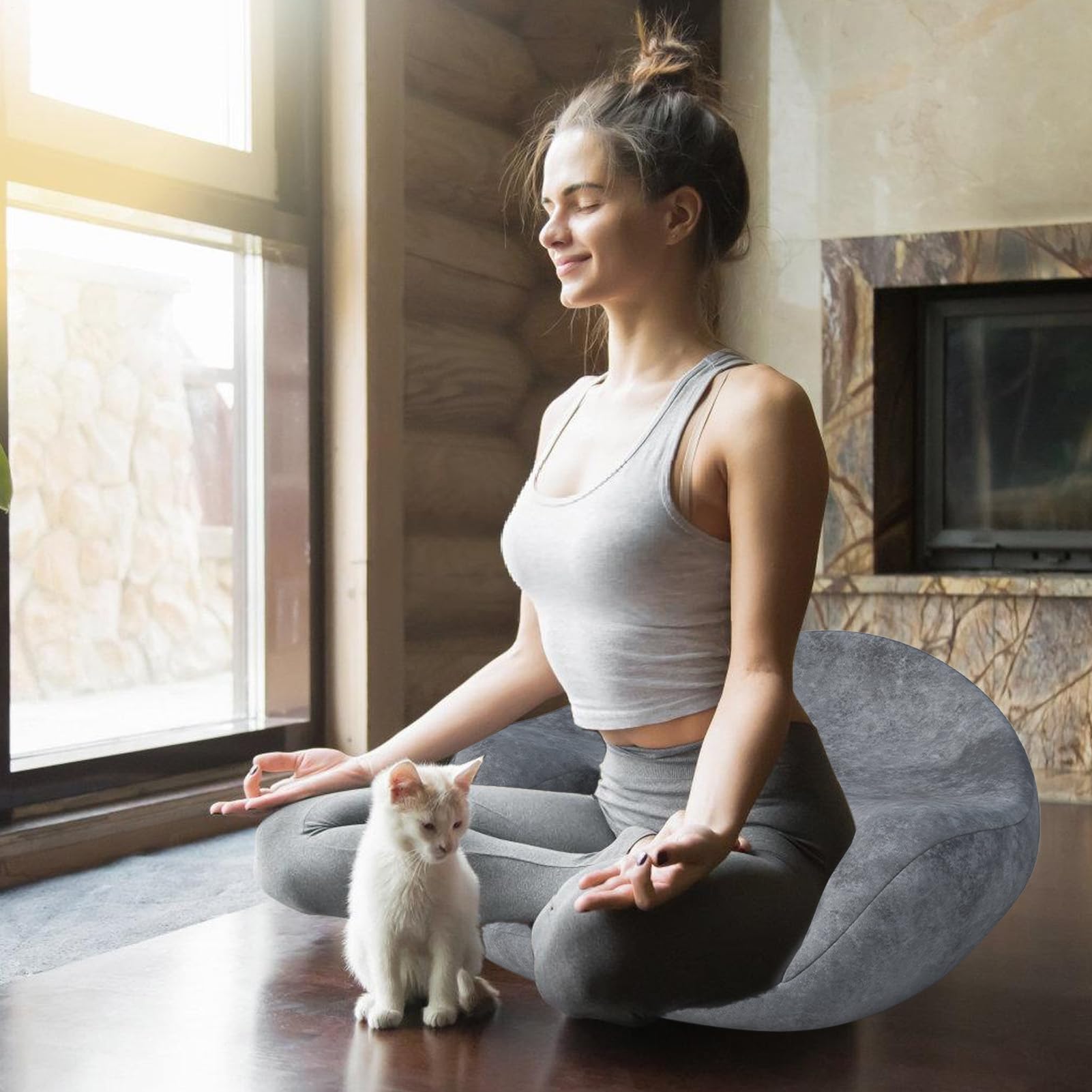 Cuscino per Meditazione Confortevole Memory Foam | Cuscino per Preghiera e Tappetino per Meditazione per Adulti per Donne Pilates Zen Casa Ufficio Studio Stanza Viaggio