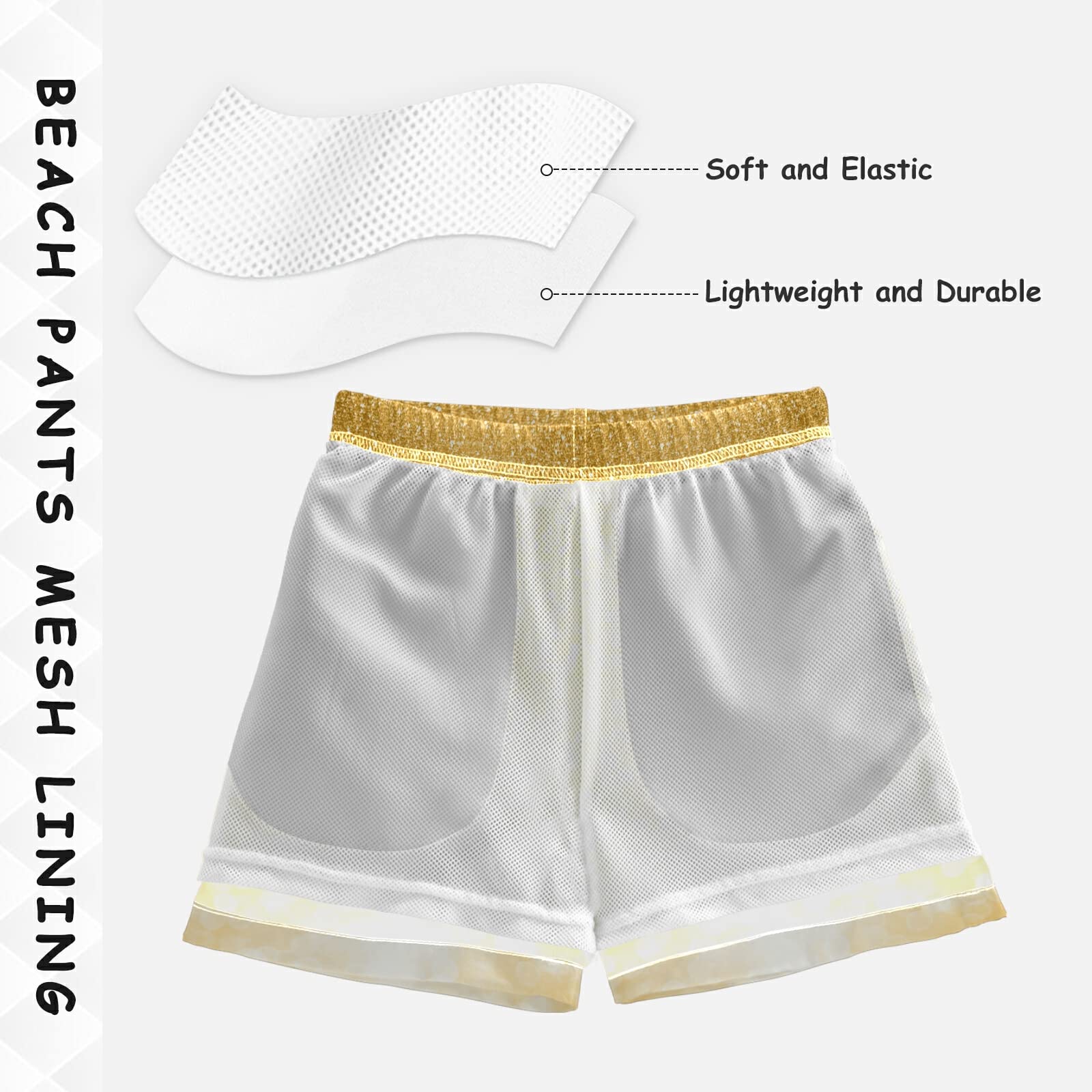 Sparkle Gold Glitter Boys Swim Trunks Toddler Swim Board Shorts Quick Dry Little Boy Swimwear Bathing Suits