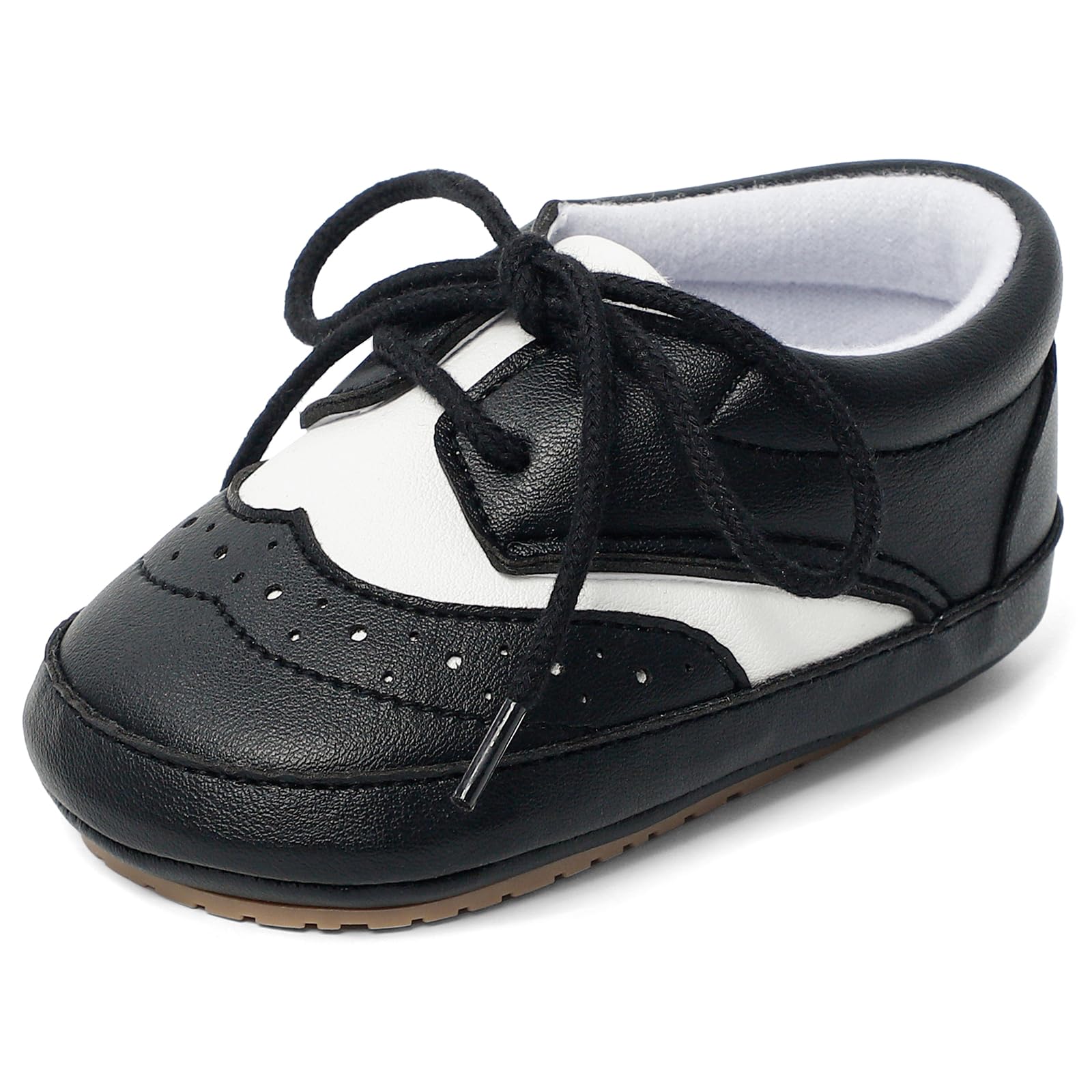 LACOFIA Baby Boys Shoes Infant Anti-Slip Soft Sole First Walking Shoes Casual Lace-up Prewalkers