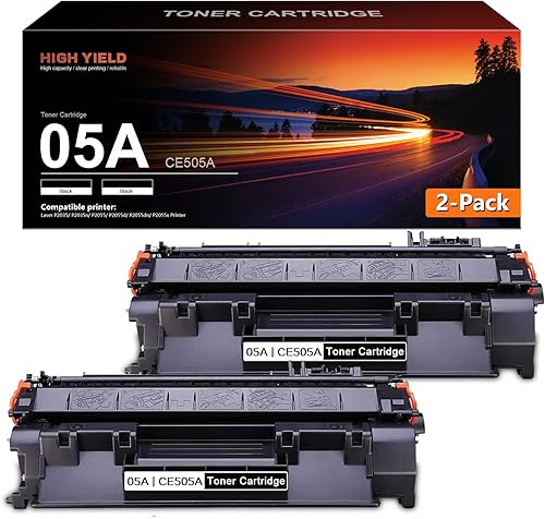 VaserInk - Paquete de 2 cartuchos de tóner negro 05A | CE505A para HP P2035 P2035n P2055 P2055d P2055dn P2055x tóner para impresora