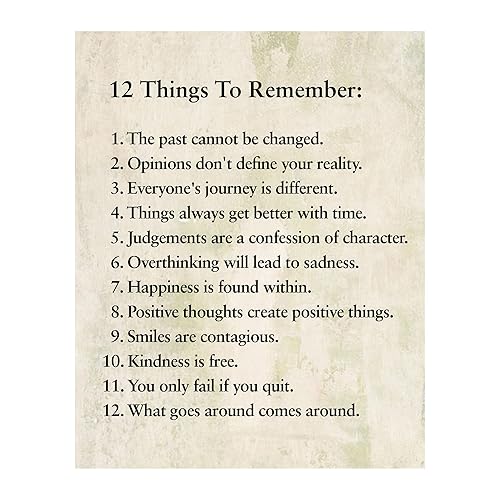 12 Thing To Remember- Inspirational Wall Decor, Modern Typographic Motivational Wall Art Print For Living Room Decor, Bedroom Decor, Home Decor,