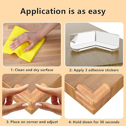 Miniatura 5 de Protector de esquina para bebé, paquete de 24 protectores L, protector de esquinas para muebles y parachoques de seguridad de bordes, parachoques y
