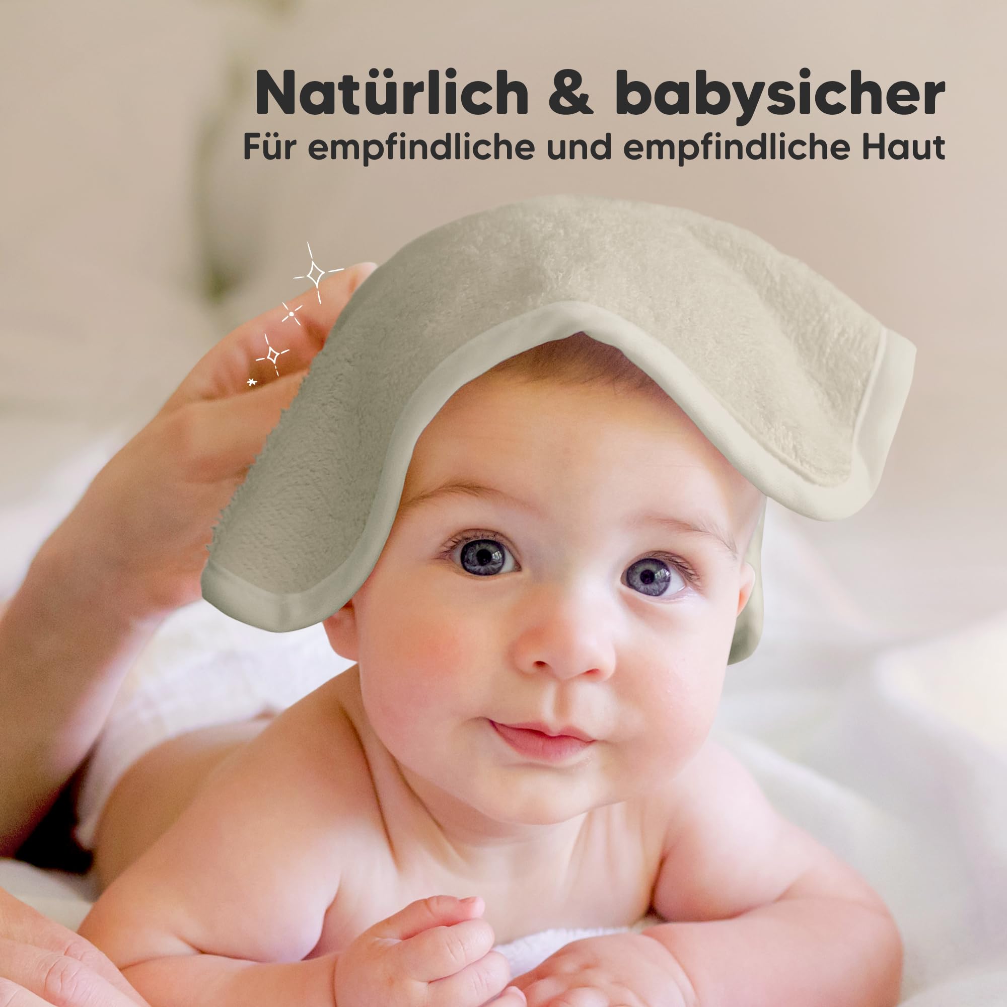 KeaBabies 6-Pack Babywaschlappen - Weiche Bambus-Waschlappen für Babys, Kinder, Ultra Absorbierende Neugeborenen-Badehandtücher, 25 x 25cm,Sanft für empfindliche Haut(Stone) - 5