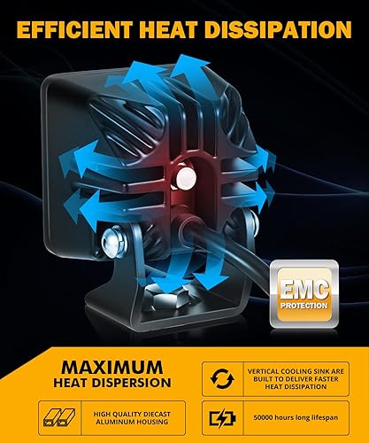 Miniatura 6 de Auxbeam Luz LED para cápsulas, 2 pulgadas, color blanco, para todo terreno, focos de enfoque, haz de punto todoterreno de 4800 lúmenes, luces de