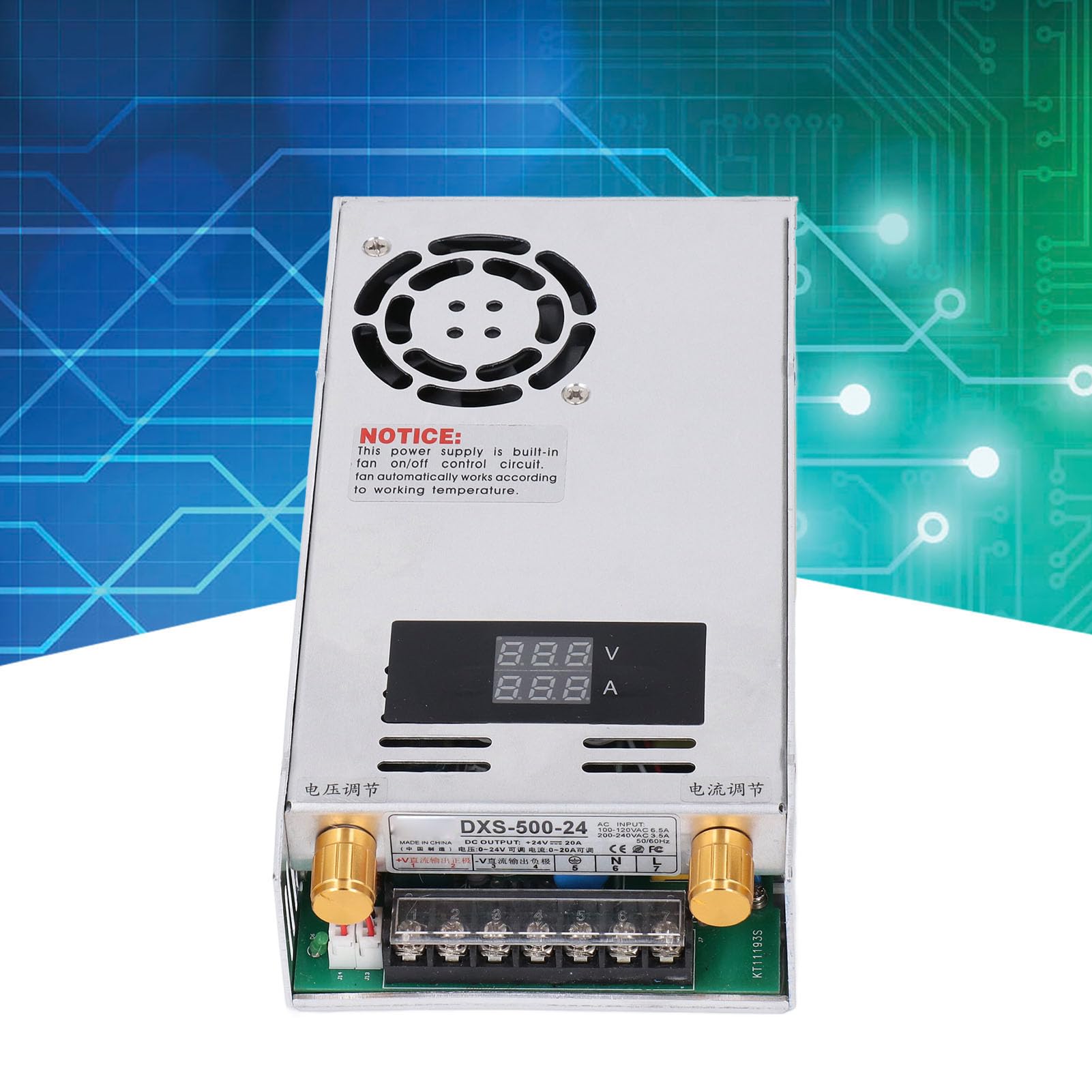 Alimentatore Switching Industriale 480 W Alimentatore Regolabile con Display Digitale con Potenza di Uscita 24 V per Trasformatore di Alimentazione