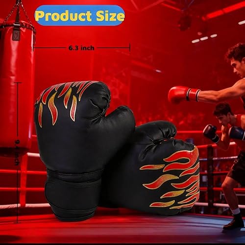 Miniatura 3 de Guantes de boxeo para niños de 3 a 8 años, rojo, azul, negro, 16 onzas, entrenamiento, cierre de velcro, 3.15 pulgadas de largo x 1.57 pulgadas de