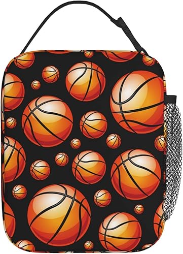 Miniatura 3 de Bolsa de almuerzo con pelota de baloncesto para niños y niñas, reutilizable, fresca, aislada, bolsa de almuerzo portátil para la escuela, hombres,