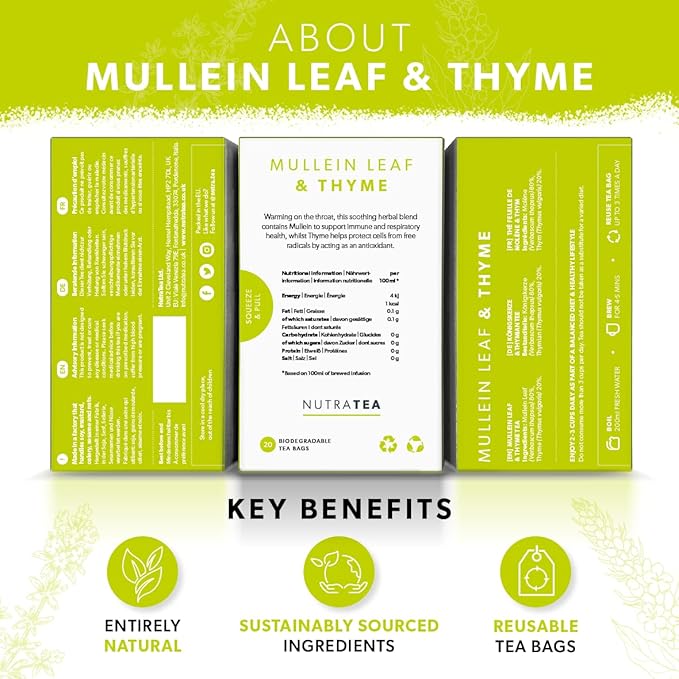 Té de Hojas de Gordolobo y Tomillo - 20 Saquitos - Infusión Herbolaria miniatura 2