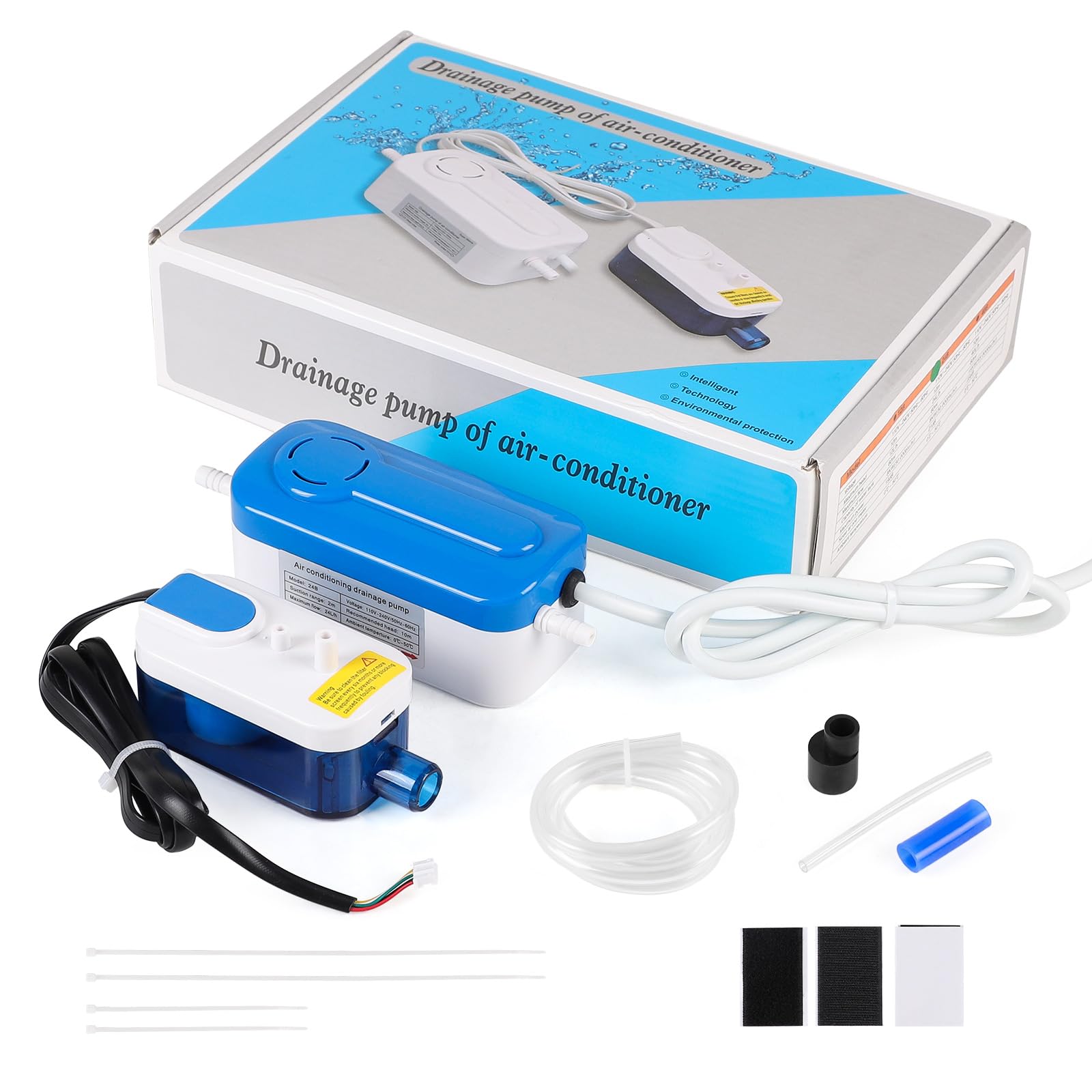 SWAWIS Pompe à Condensats Type Divisé pour Climatisation et Déshumidificateur, Pompe de Vidange pour Climatiseur 21dB Silencieuse avec 60ml Réservoir d'Eau, Débit Max 24L/h, pour Climatiseurs 8kW