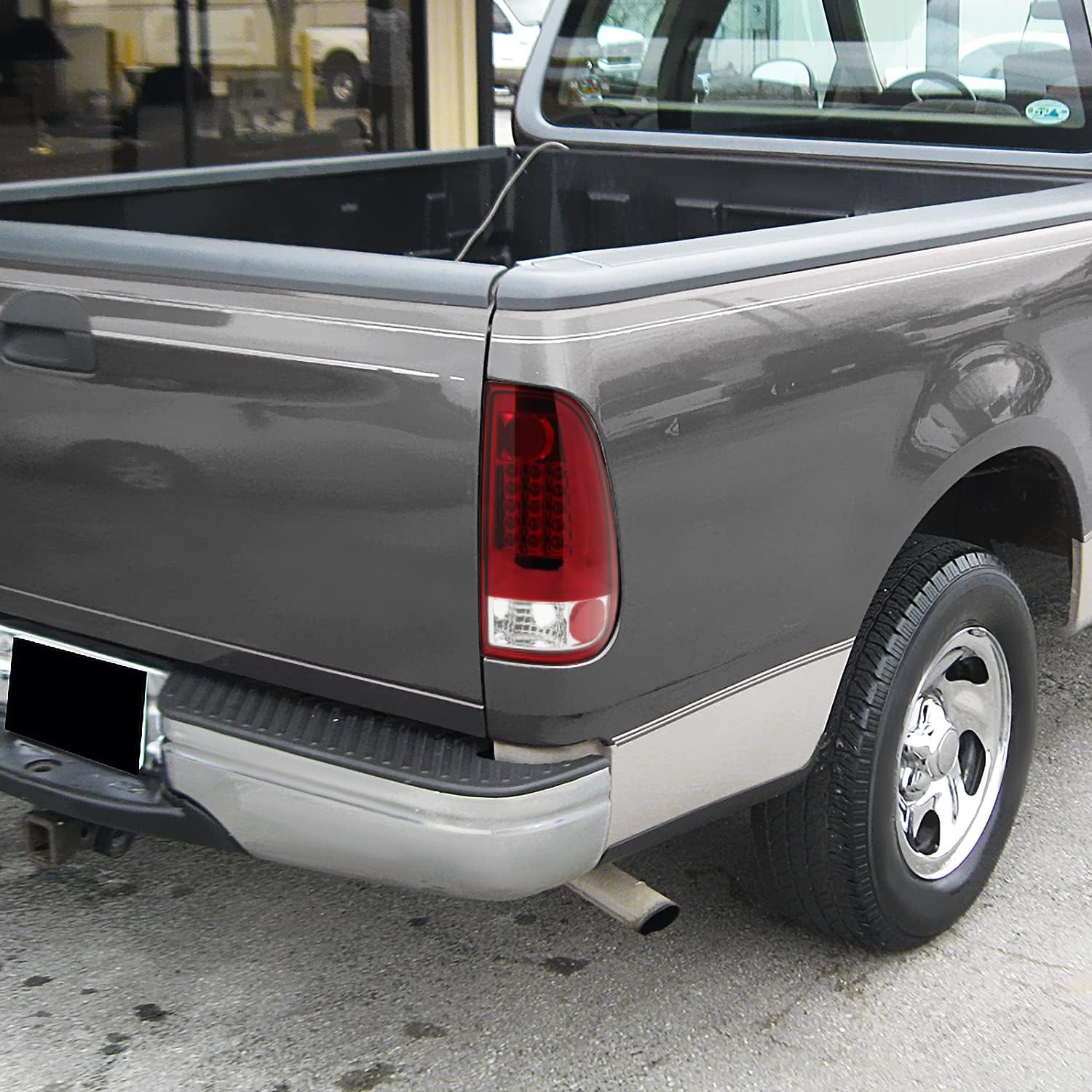 SPEC-D TUNING Red Clear Lens LED Tail Lights Compatible with 1997-2003 Ford F-150, 1999-2007 Ford F-250/F-350/F-450/F-550 Super Duty, Left + Right Pair Assembly