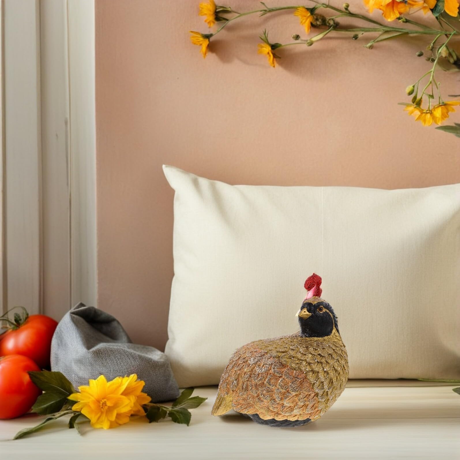 Kleine Truthahnfigur aus Kunstharz für Thanksgiving Realistische Herbst Tischdekoration Im Landhausstil Wiederverwendbare Erntedank Deko für Zuhause und Partys