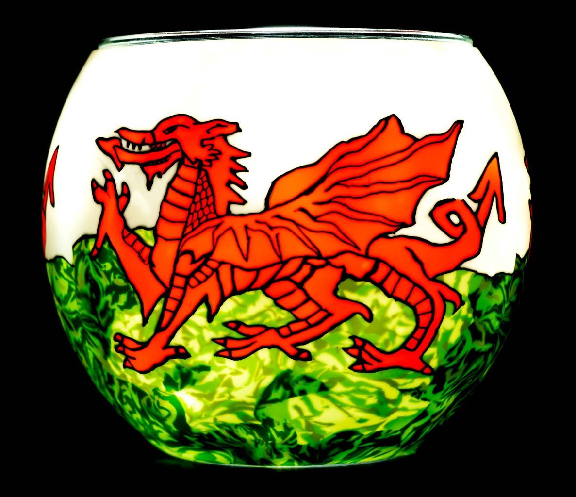 Benaya Glass Nightlight Tealight Holder - Welsh Dragon