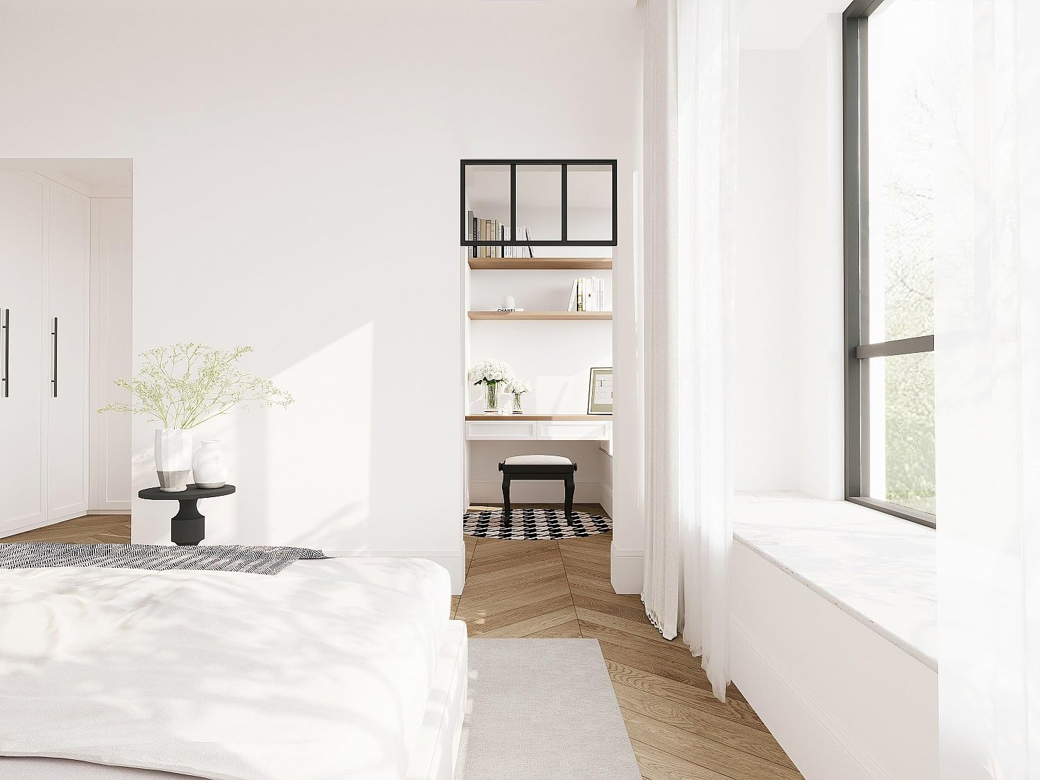 Vente-unique - Imposte Atelier en Aluminium thermolaqué - L73 x H40 cm - Noir - Bayview