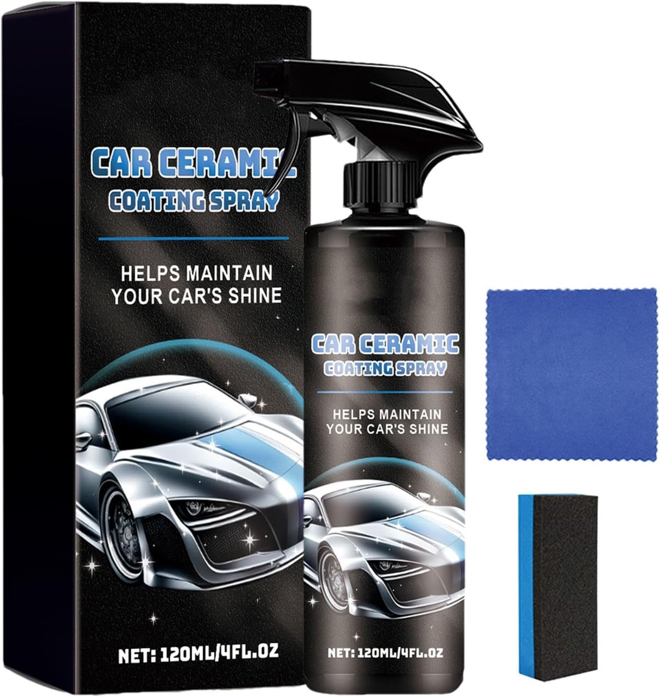 Ceramic Coating Sprays, 120ML Car Ceramic Coating, Ultra Hydrophobic Ceramic Nano Coat, Polishes Waxes High Gloss Car Cleaner, Sprayable Graphene Oxide Ceramic Coat for Cars, Boat, RV, Motorcycle
