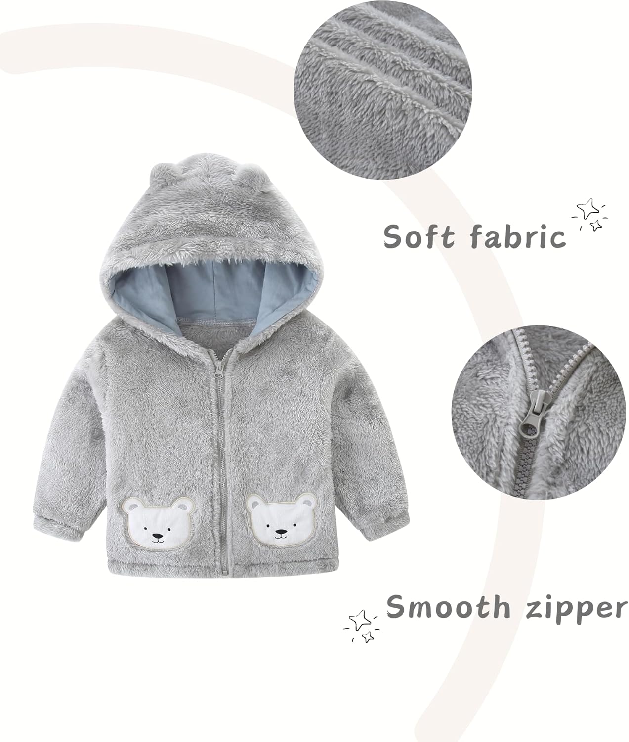 Unisex Baby Fleece Jacket Winter Sherpa Lined Hoodie For Girls Boys Cute Bear Ear Baby Outerwear 12M-5T - Image 4