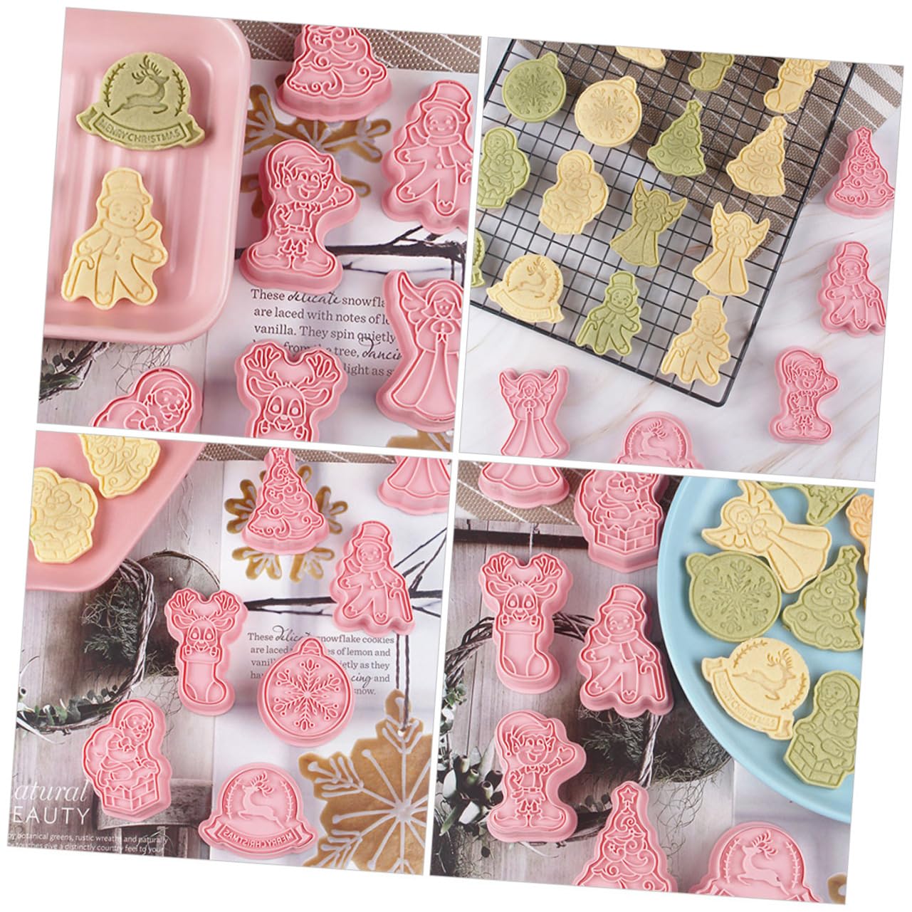 MAGICLULU 5 Juegos Molde De Galletas Navidad Prensa De Galletas Navideñas Sellos De Galletas Para Fondant Equipo Estampadora De Galletas Navideñas Azúcar Rosa Páginas 8 Uds * 5