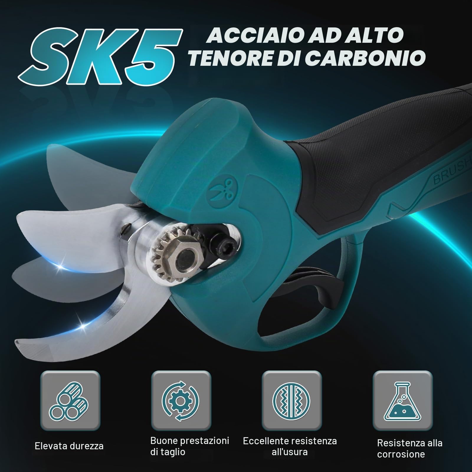 Cesoie Senza Filo compatibili con Makita 18V, Diametro Taglio Massimo 45mm, Motore Senza Spazzole 1500W, Pale SK5, Forbici da Giardino Elettrico per Giardino e Tagliente d'albero (Senza batteria)