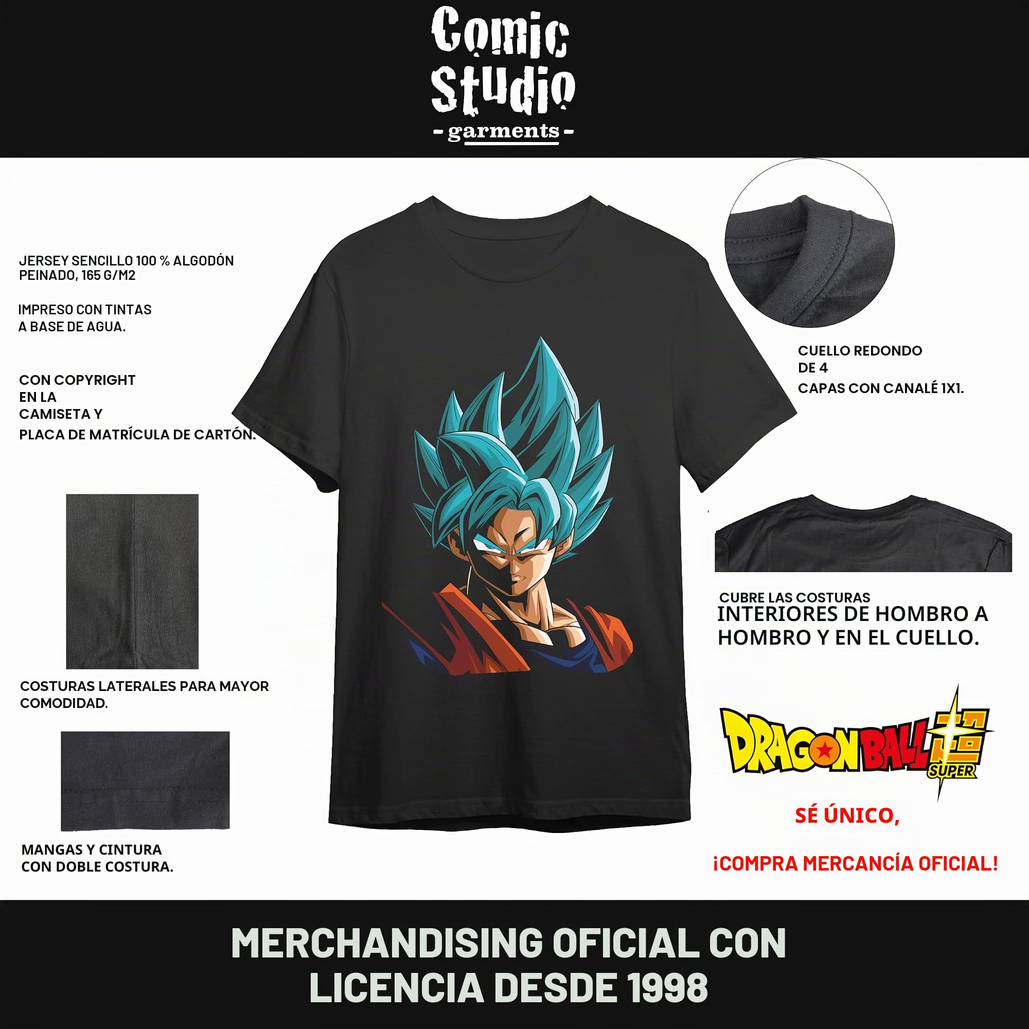 Dragon Ball Z Goku Super Black Short Sleeve T-Shirt T-Shirt Unisex Adulto (Pack de 1)