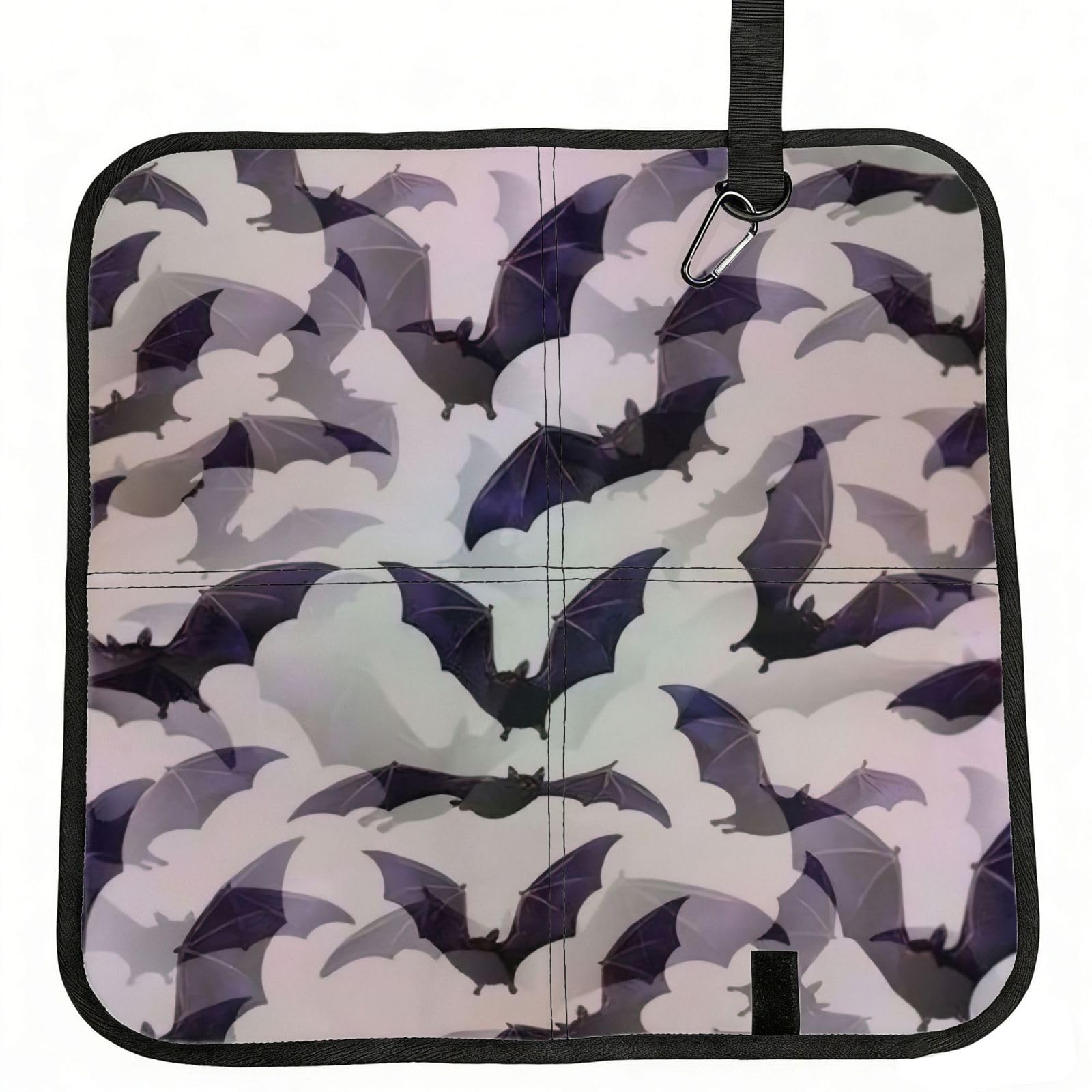 AYYQWE Halloween Bats Grey Print Foldable Seat Cushion Portable Chair Pad Office Commuting Picnic Camping Outdoor