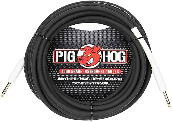 Pig Hog PH25 High Performance 8mm 1/4" Guitar Instrument Cable, 25 Feet