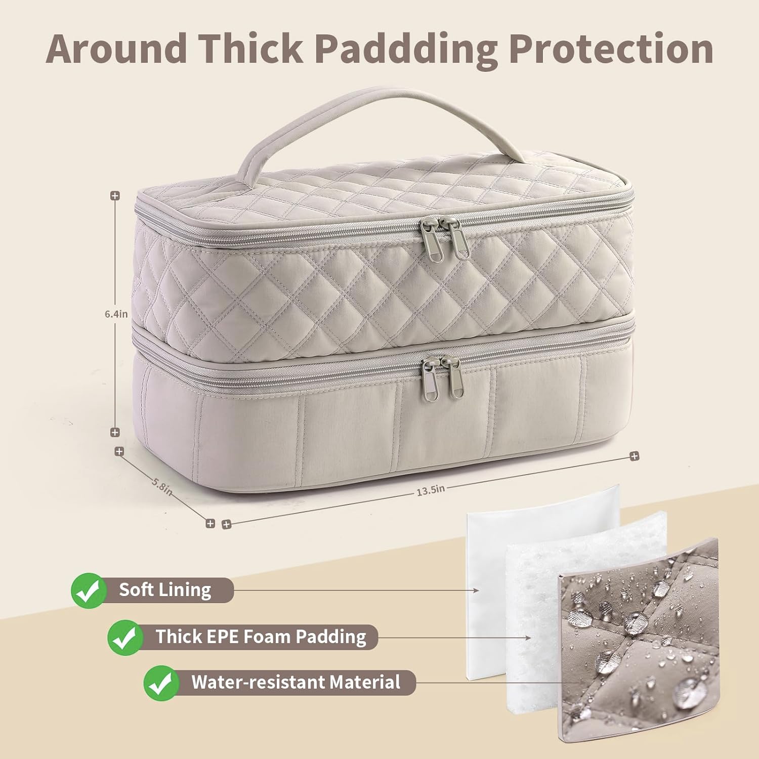 Hair Travel Carrying Case Compatible with Shark Flex Style/Dyson Airwrap, Double-Layer Hair Drying Storage Case for Shark SpeedStyle Hair Dryer & Accessories, Camel - Image 4