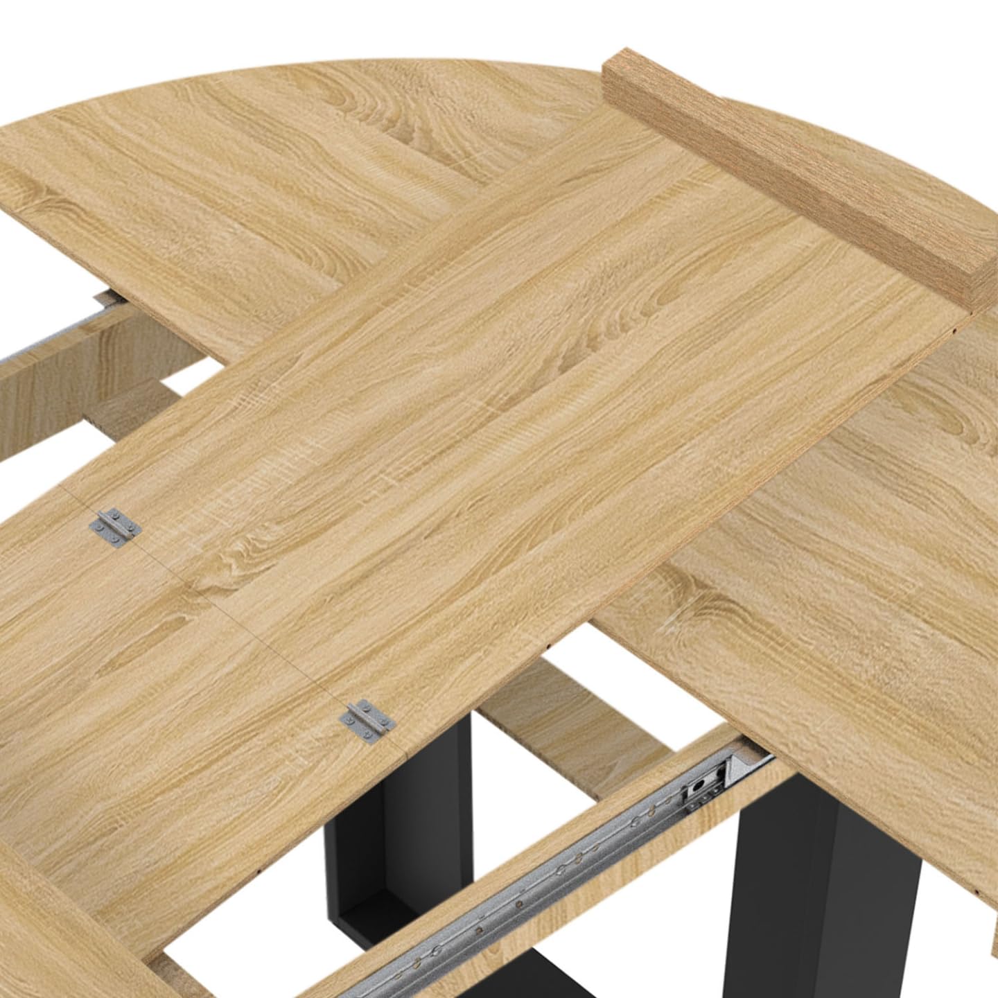 IDMarket - Table à Manger Extensible Ronde Phoenix 4-6 Personnes Bois et Noir 110-150 cm