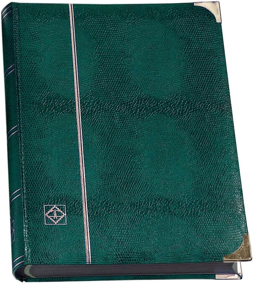 Album Timbres Leuchtturm Comfort Deluxe 64 Pages Noires - Aspect Crocodile Vert - Classique & Luxe