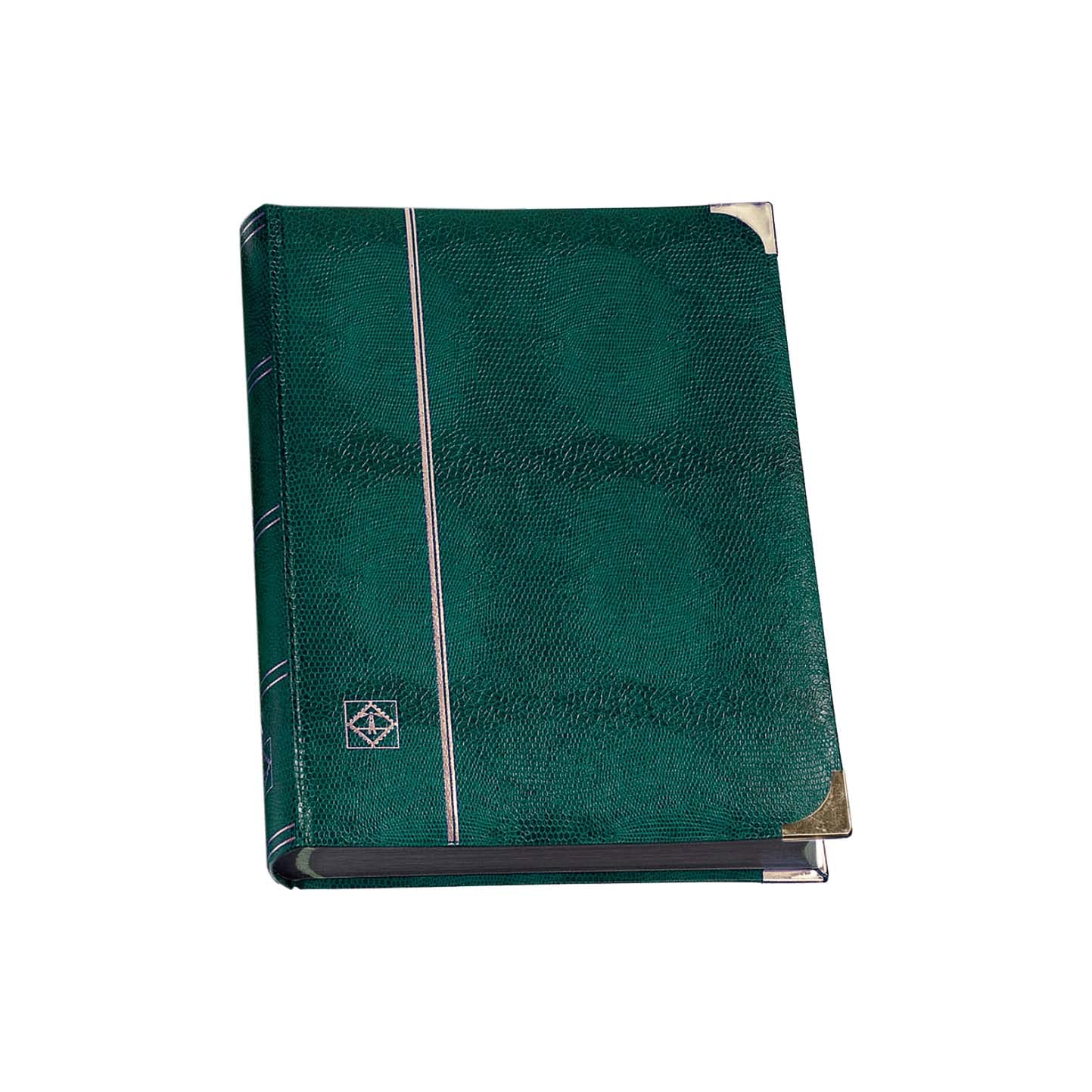 Classeur COMFORT DE LUXE façon croco 64 pages noires pour timbres avec bandes cristal, double articulation et angles métalliques