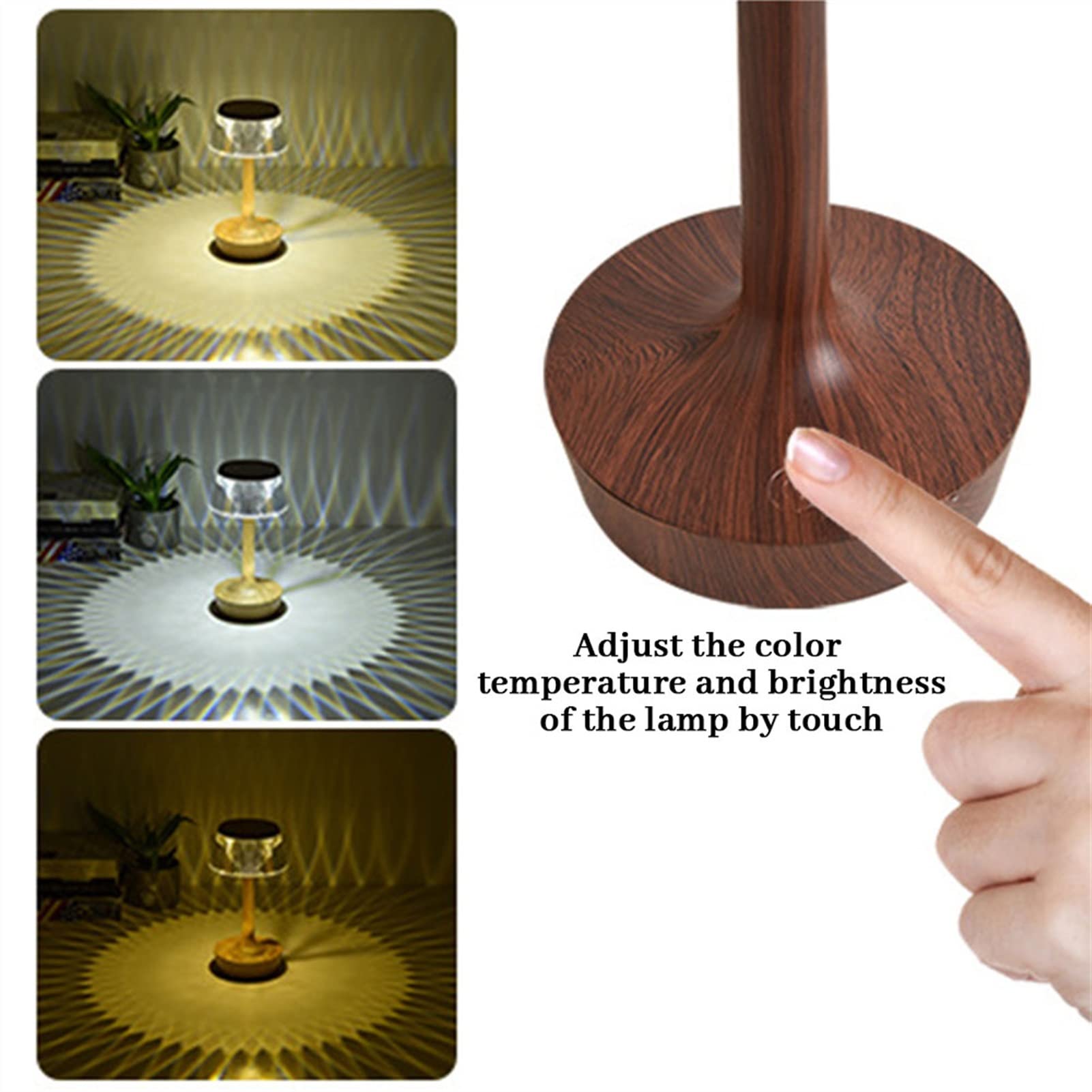 Lampada da comodino Lampada da tavolo in cristallo a fungo Comodino for camera da letto Interruttore tattile USB Decorazione atmosfera Luce notturna a led Lampade da Comodino per Camere da Letto ( Col