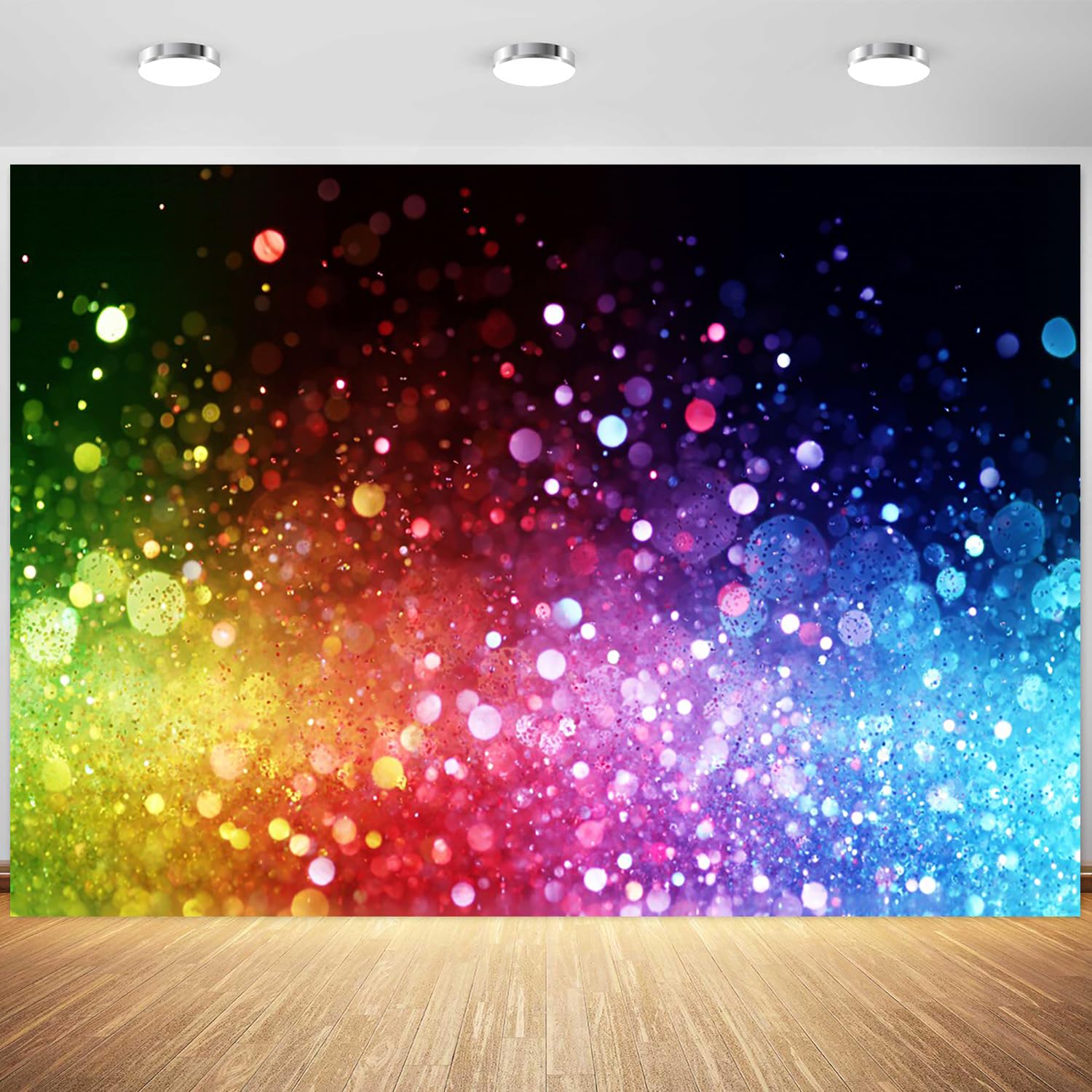 15x10ft Glitter Rainbow Backdrop Colorful Bokeh Photography Background for Girls Happy Birthday Party Banner Kids Adults Portrait Decorations Supplies