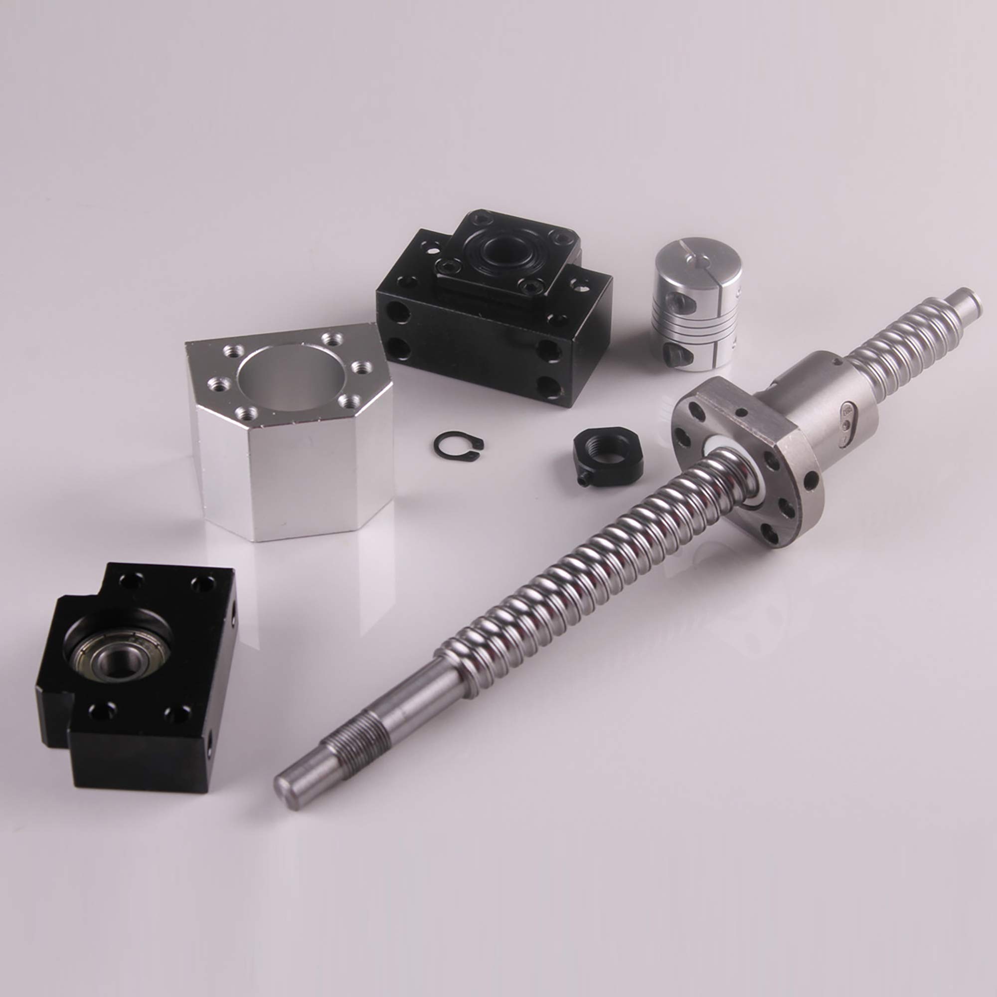 Creabygirls BallScrew Set SFU1605-250mm(9.84) with C7 Ballnut+DSG16H Housing+D25L30 Couplers+BK/BF12 ForCNC Machine