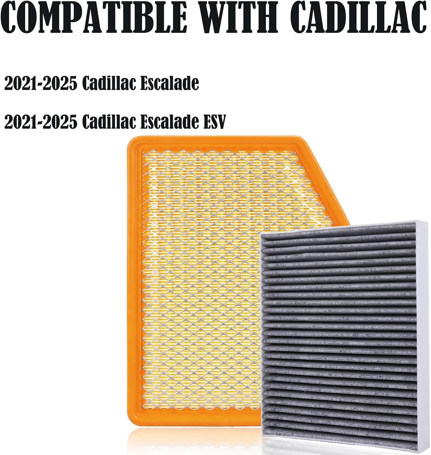 Engine Cabin Air Filters Compatible with 19-25 Sierra Silverado Nueva 1500 2500HD 3500HD, 19-23 Cheyenne, 21-25 Yukon Escalade Tahoe Suburban Air Filtration A3244C 84121219 13508023 13356914 13356916