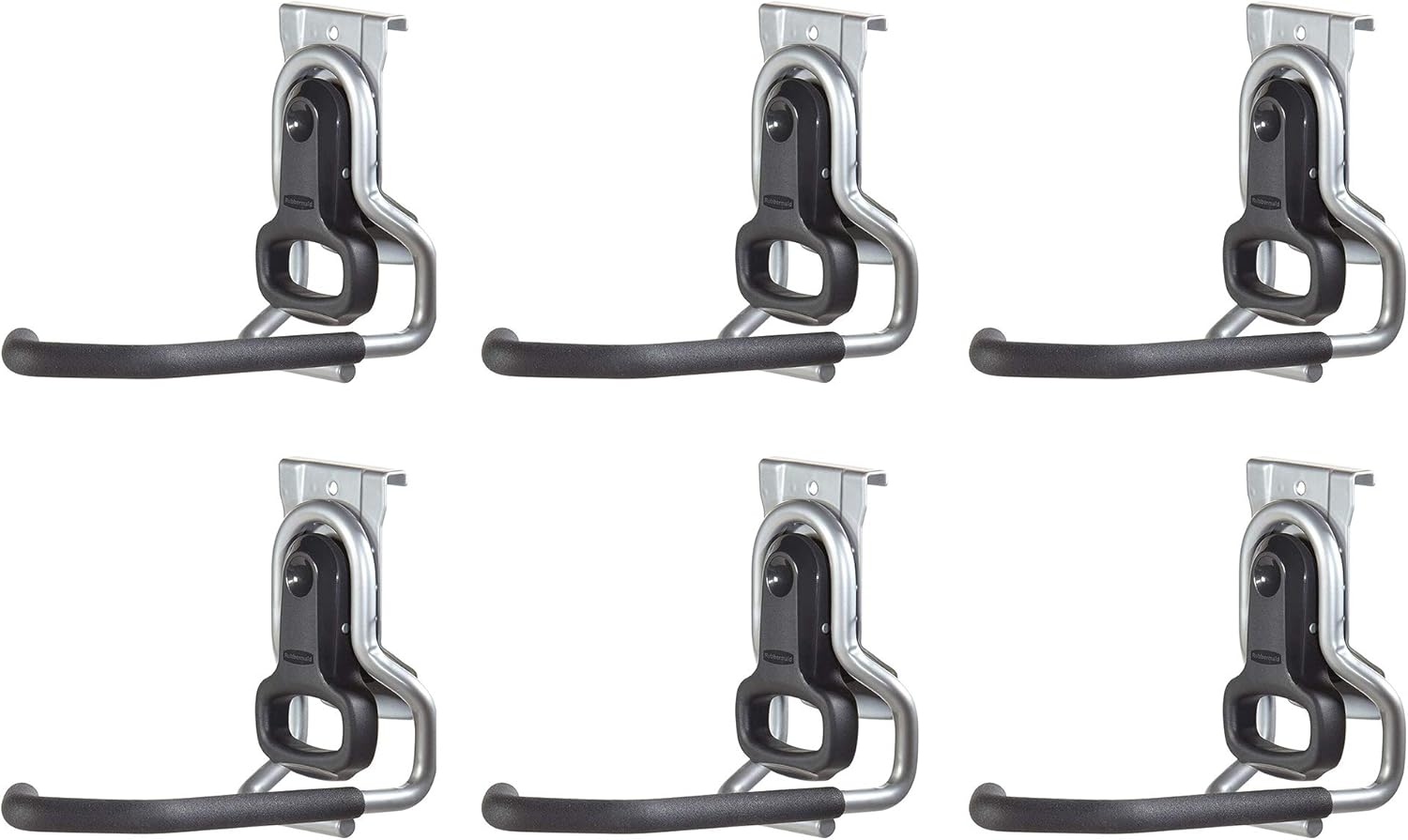 Rubbermaid Heavy Duty Universal Vertical Fasttrack Hanging Wall Mount Bike Hook Garage Storage Organizer (6 Pack)